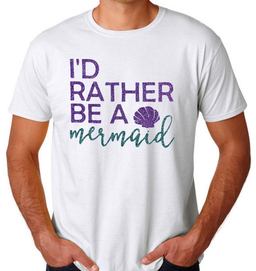 I'd Rather Be a Mermaid Mens Womens Adult T-shirts- FEROLOS.COM