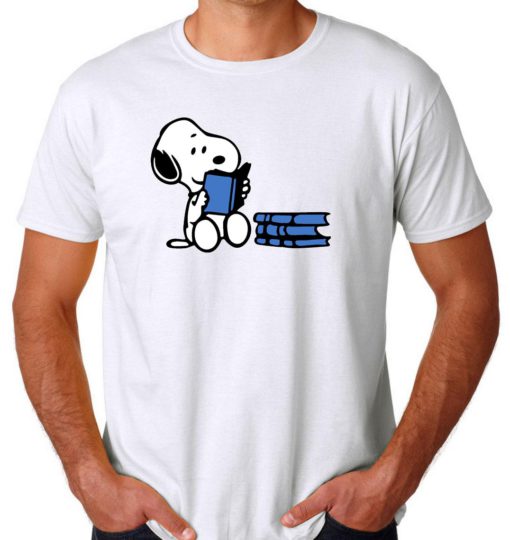 Snoopy reading a book Mens Womens Adult T-shirts