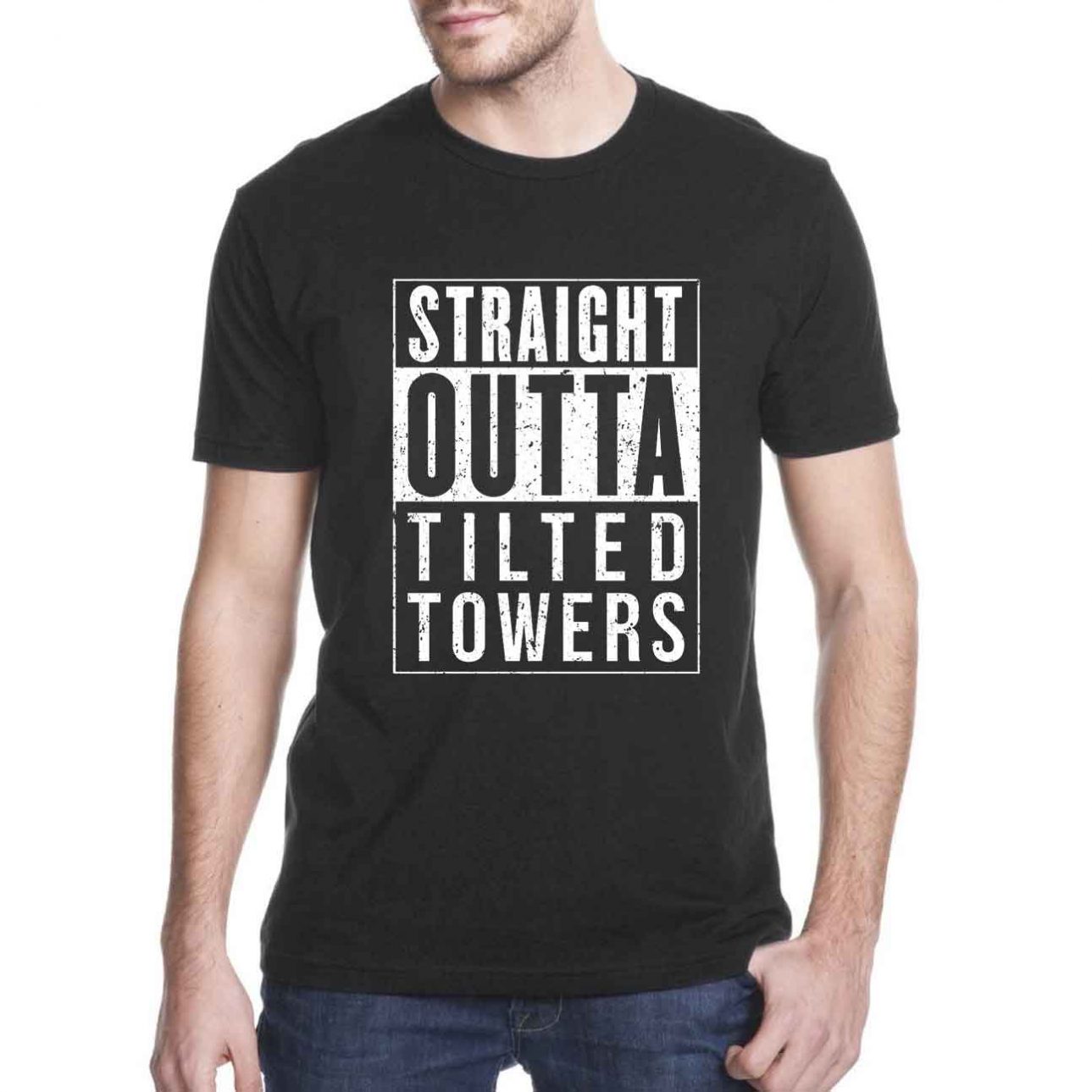 Tilted t shirt,Children's Tilted Towers t shirt  Black/yellow 