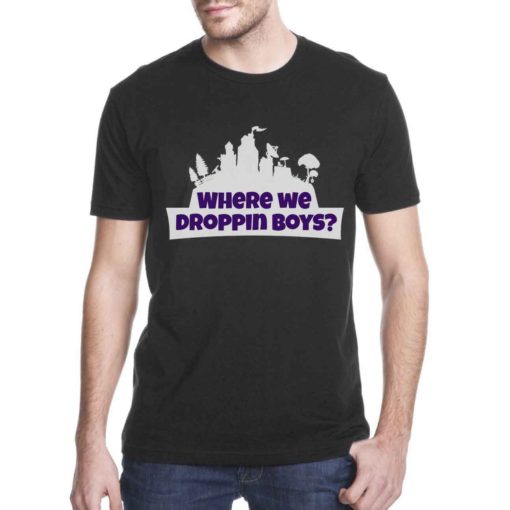 Fortnite Where We Droppin Boys Cheap Tee Shirts