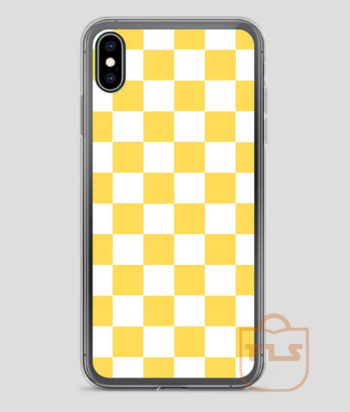 Yellow-And-White-Checkerboard-Pattern-iPhone-Case