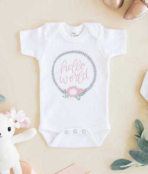 Hello World Cute Baby Onesie