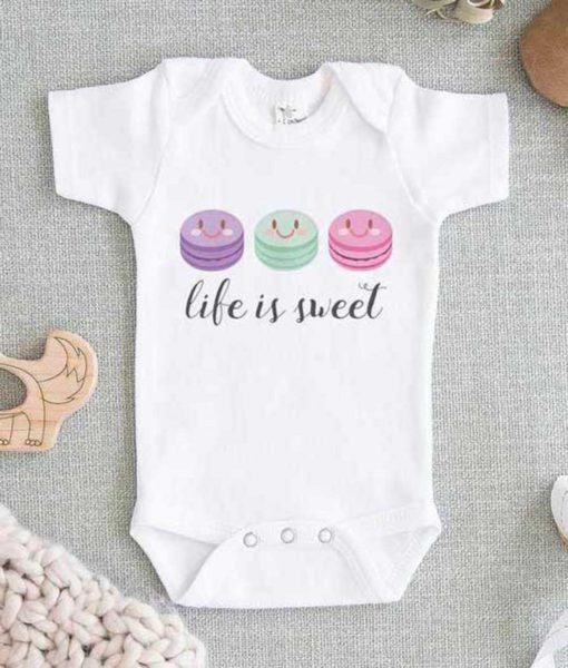 Life is Sweet Macaroon Baby Onesie