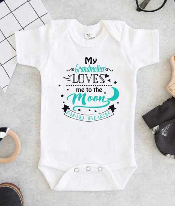 My Grandmother Loves Me To The Moon And Back Baby Onesie