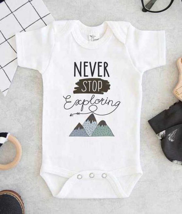 Never Stop Exploring Baby Onesie