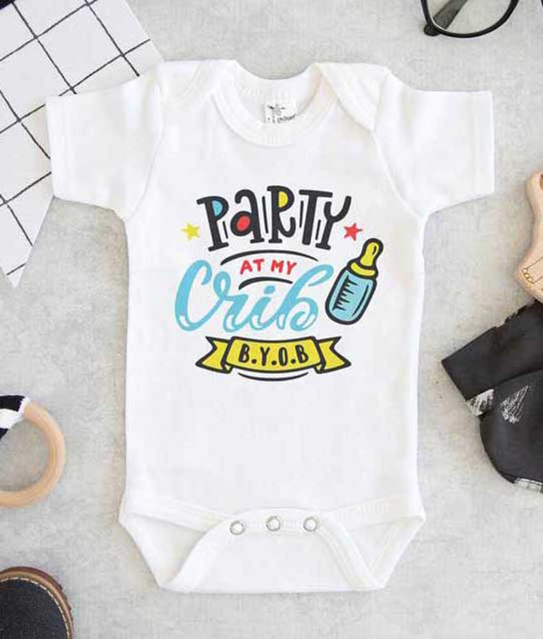 party at my crib onesie