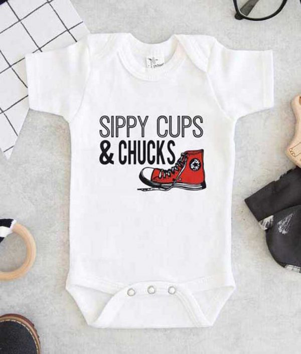 Sippy Cups & Chucks Baby Onesie