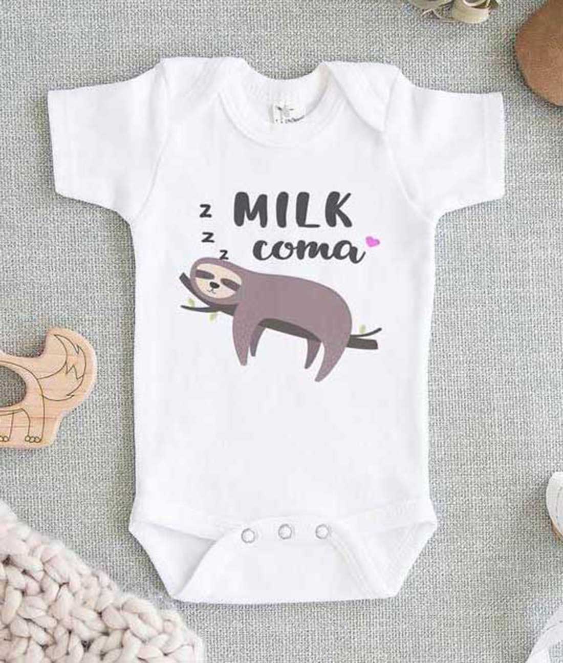 Sloth Baby Milk Coma Baby Onesie- FEROLOS.COM