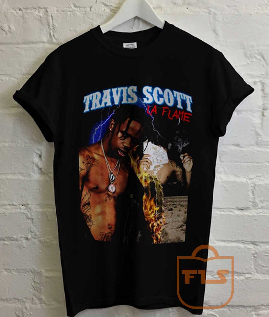 nød Psykiatri Prelude Travis Scott La Flame T Shirt - Ferolos.com - Cheap Cute Tees