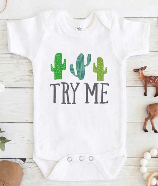 Try Me Cactus Baby Onesie