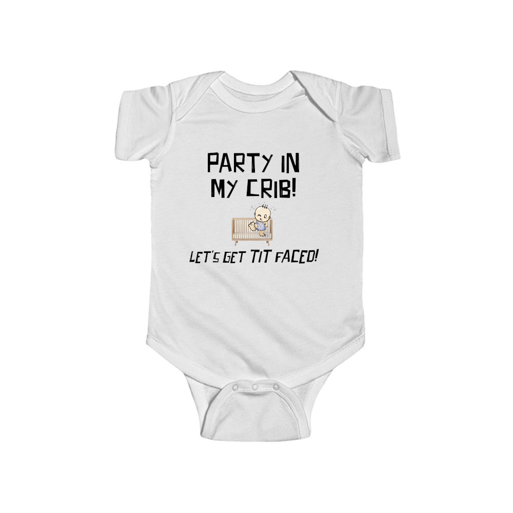 Party At My Crib Funny Baby Bodysuit Newborn Infant Onesie Baby