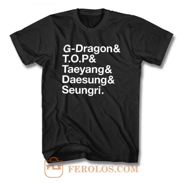 Big Bang Names K Pop T Shirt
