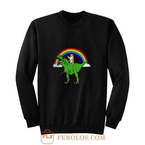 Corgi Riding T Rex Dinosaur Sweatshirt