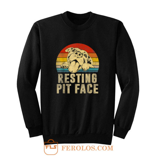 Dog Pitbull Resting Pit Face Vintage Sweatshirt