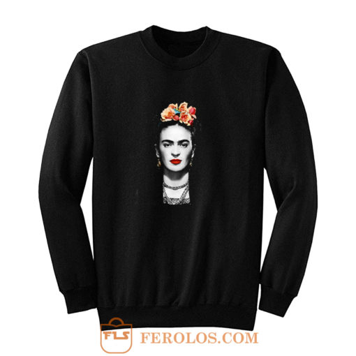 Frida Kahlo With Flowers Poster Artwork Long Sleeve Sweatshirt