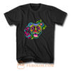 Smiling Pit Bull in Blue Day of the Dead Pitbull Sugar Skull T Shirt