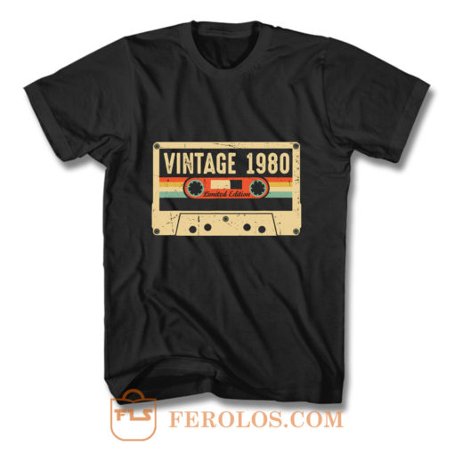 Vintage 1980 Made in 1980 40th birthday Gift Retro Cassette T Shirt