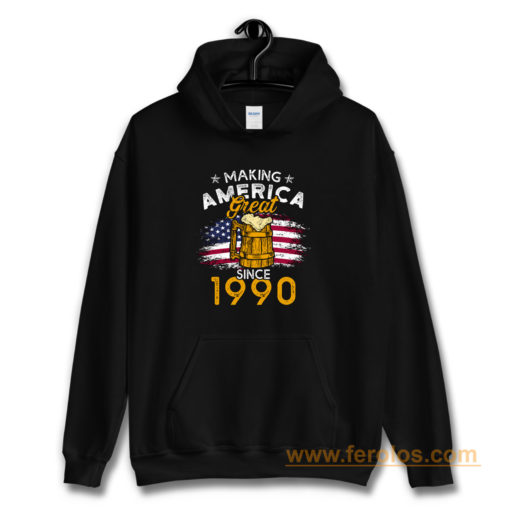 Vintage Beer 1990 Making America Great Since 1990 Beer Lover Hoodie