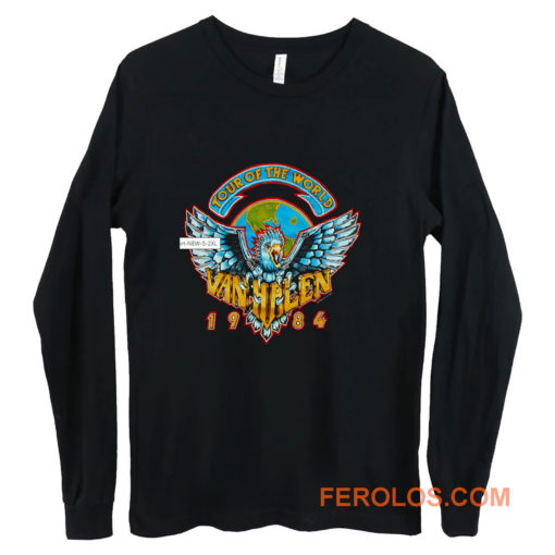 Heavy Cotton Van Halen 1984 World Tour Men Black Concert Long Sleeve