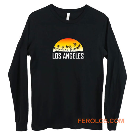 Los Angeles California Sunset And Palm Trees Beach Vacation Long Sleeve