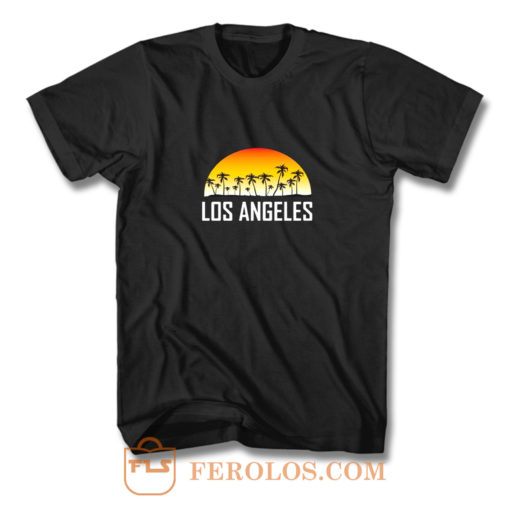 Los Angeles California Sunset And Palm Trees Beach Vacation T Shirt
