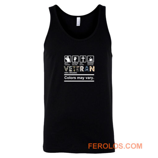 Multi Tasking Problem Solving God Bless Requires Caffeine Verteran Army Military Tank Top