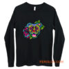 Smiling Pit Bull in Blue Day of the Dead Pitbull Sugar Skull Long Sleeve