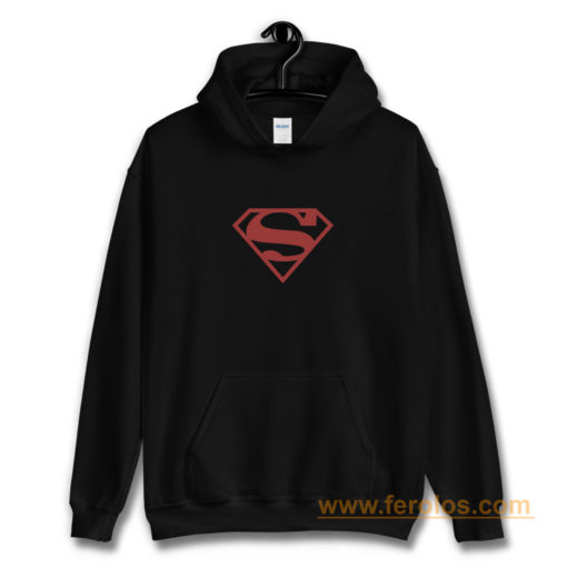 Superboy Superman Costume Red On Black Shield Dc Comics Hoodie