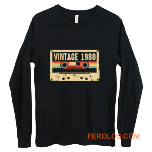 Vintage 1980 Made in 1980 40th birthday Gift Retro Cassette Long Sleeve