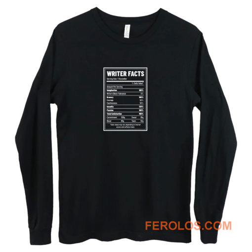 Writer Nutrition Facts Long Sleeve