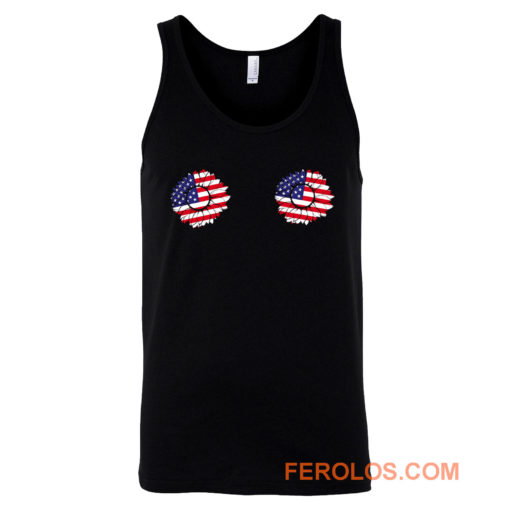 4th of July Sunflower Boobs USA flag Tank Top