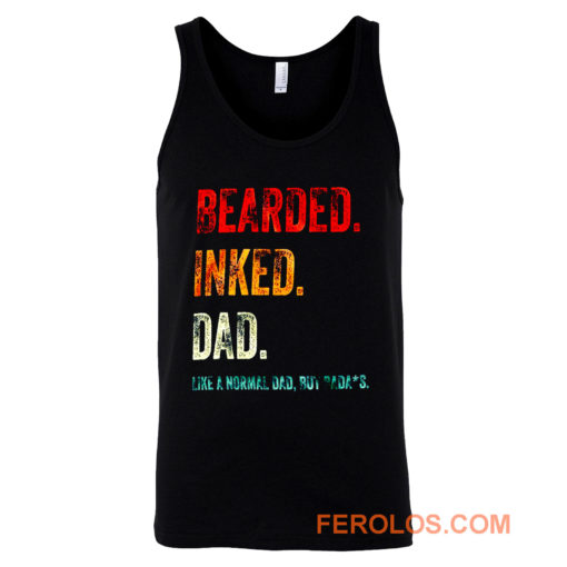 Bearded Inked Dad Like Normal Dad But Badass Vintage Tattoo Dad Tank Top