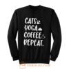 Cats Coffee Caffeine Yoga Sweatshirt