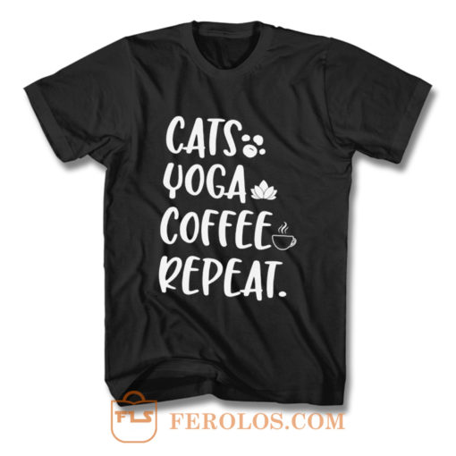 Cats Coffee Caffeine Yoga T Shirt