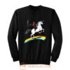 Deadpool Riding a Unicorn on a Rainbow Sweatshirt