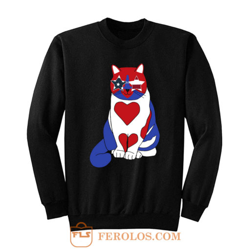 Funny Cat 4th of July American Flag Sweatshirt