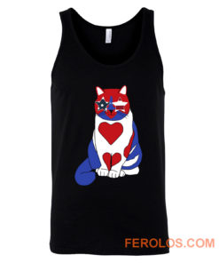 Funny Cat 4th of July American Flag Tank Top