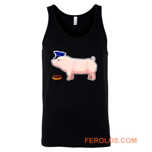 Funny Police Officer Pig Cop and Doughnut Tank Top