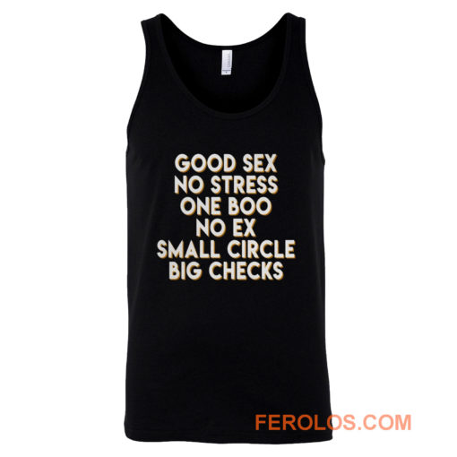 Good Sex No Stress One Boo No Ex Small Circle Big Checks Tank Top