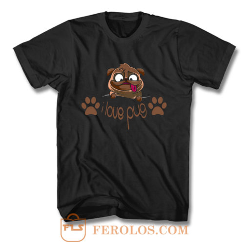 I Love Pug Dogie Lover T Shirt