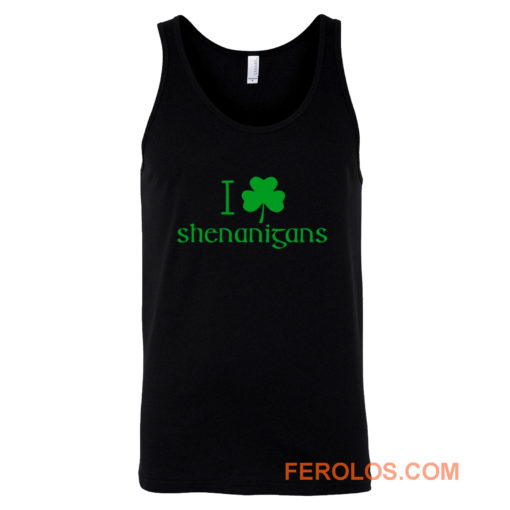 I Love Shenanigans Shamrock Clover Irish Tank Top