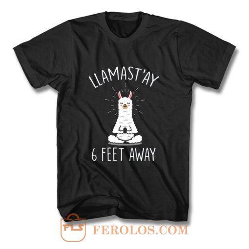 Llamastay Yoga Llama Social Distancing T Shirt