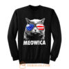 Meowica Cat with Eye Glass America Sweatshirt