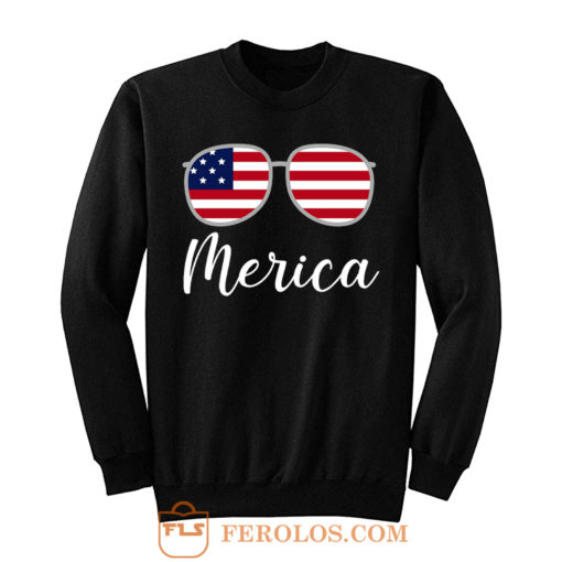 Merica Sunglasses USA Flag Sweatshirt