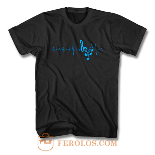 Musical Notes Heartbeat T Shirt