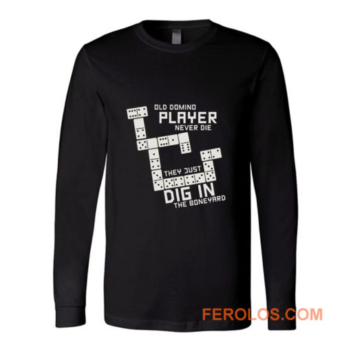 Old Domino Player Dominoes Tiles Puzzler Game Long Sleeve