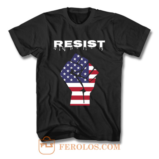 Resist American Flag Fist T Shirt