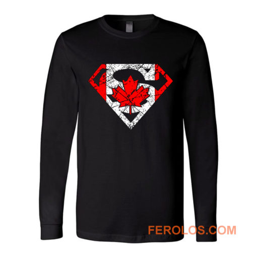Superhero Dad Canadian Flag Long Sleeve