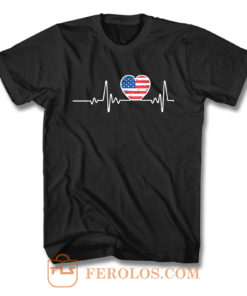 USA Flag Heart 4th Of July T Shirt