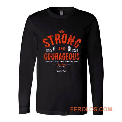 Kerusso Boys Athletic Shirt Navy Blue Strong Courageous Kids Christian Long Sleeve